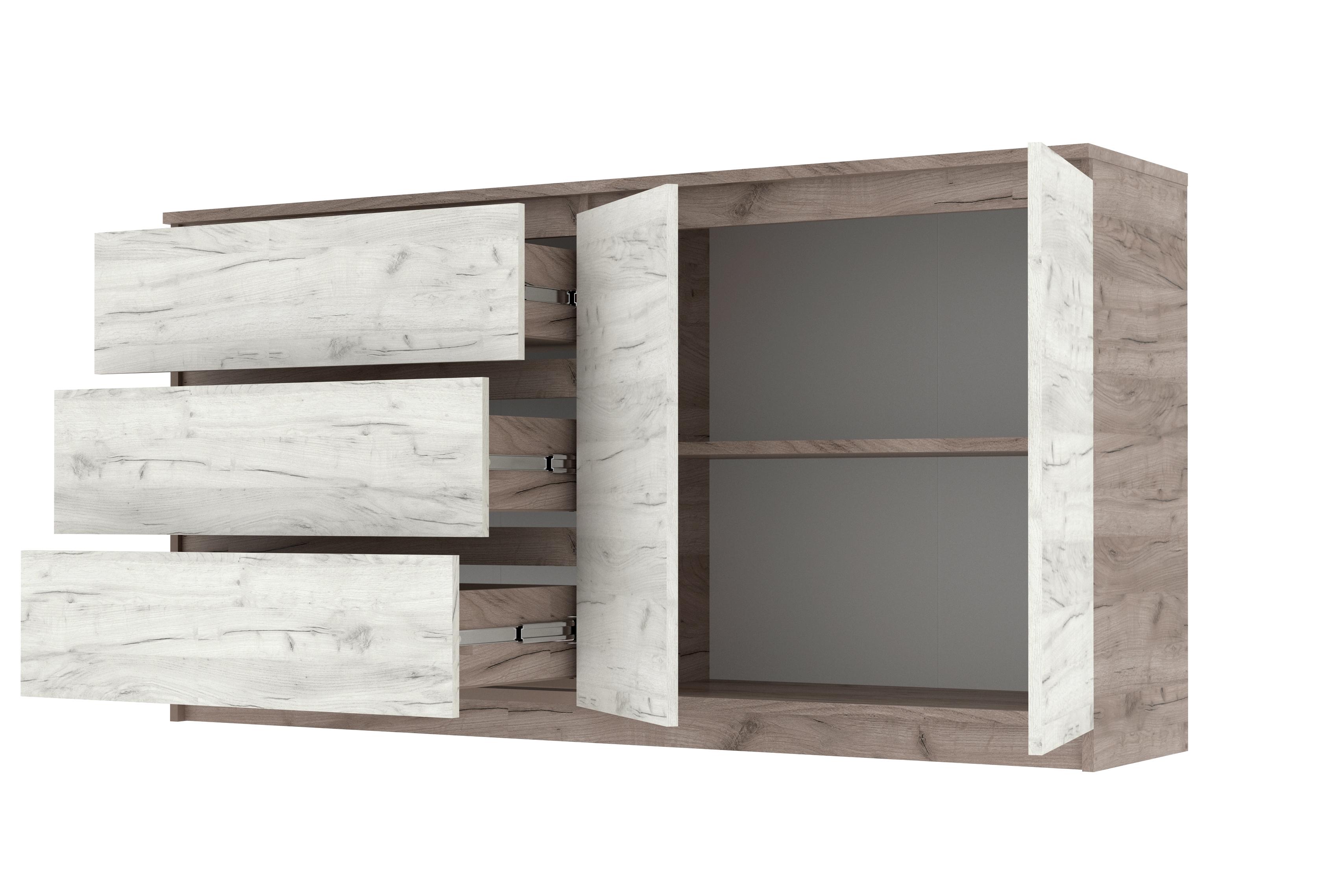 Комод Мастер Форм Брайт телескопічні напрямні лівосторонній ДСП 1600/44 1580 158х37,6х73 см Дуб крафт сірий/Дуб крафт білий - фото 2