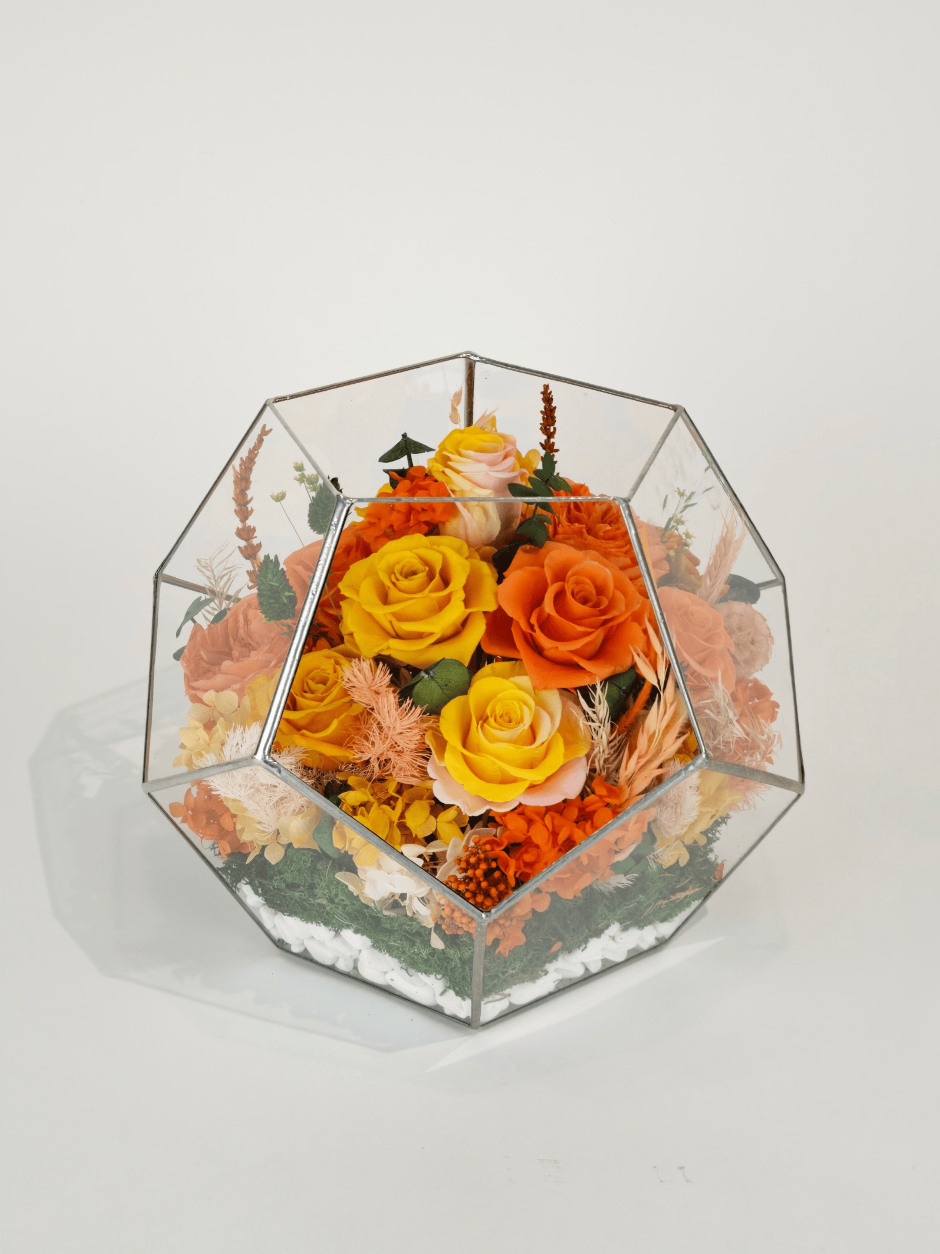 Флорариум с розами Солнечный настрой ХL 30х30х30 см