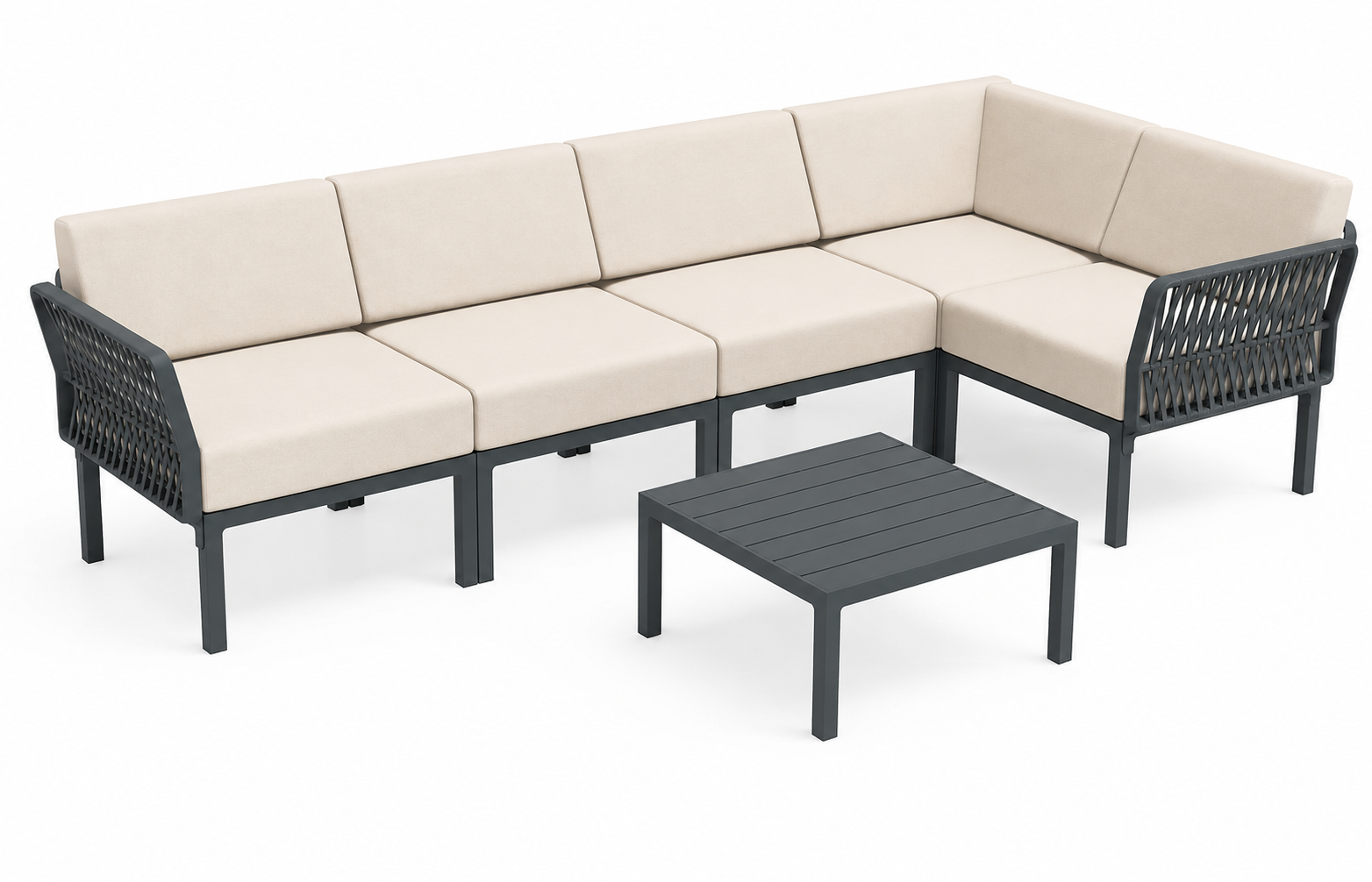 Комплект садових меблів Portofino Lounge Corner Set з подушками Бежевий/Сірий (34993331)