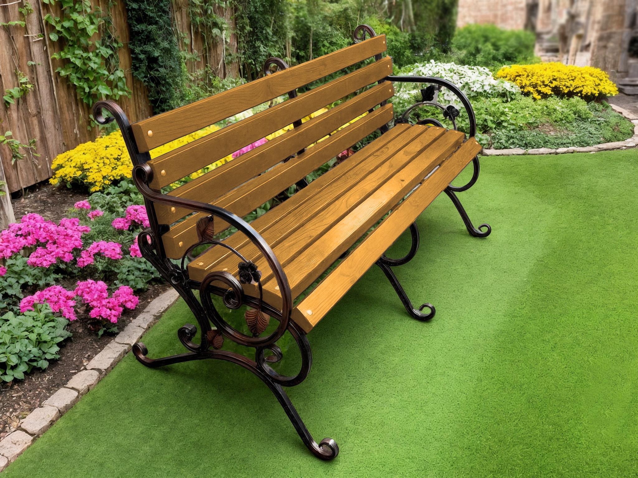 Скамейка садовая кованая Tobi Sho Камелия с подлокотниками 170 см усиленная Дуб - фото 1 Скамейка садовая кованая Tobi Sho Камелия с подлокотниками 170 см усиленная Дуб - фото 1