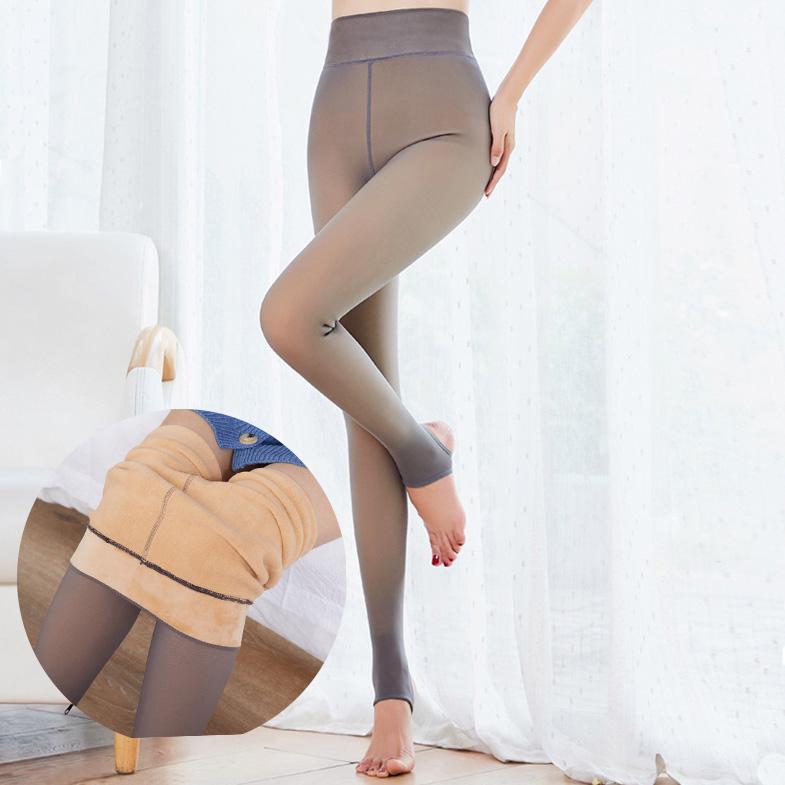 Колготки с флисом эффект голых ног открытая стопа One Size Серый - фото 3