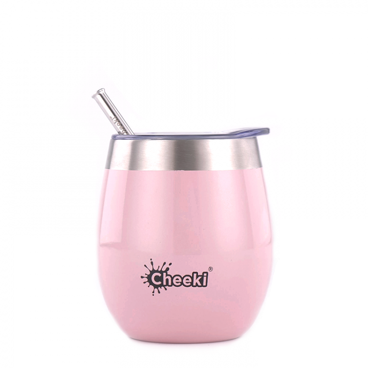 Бокал для напитков Cheeki Insulated Wine Tumbler со стальной трубочкой 220 мл Champagne Pink