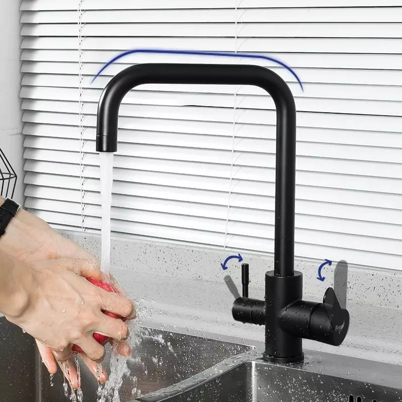 Змішувач кухонний Frap F43801-6 під фільтр Чорний (1040784) Змішувач кухонний Frap F43801-6 під фільтр Чорний (1040784)