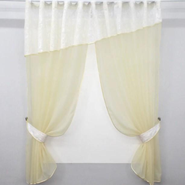 Занавеска на кухню 270х170 см Бежевый/Белый (00к 59-806)