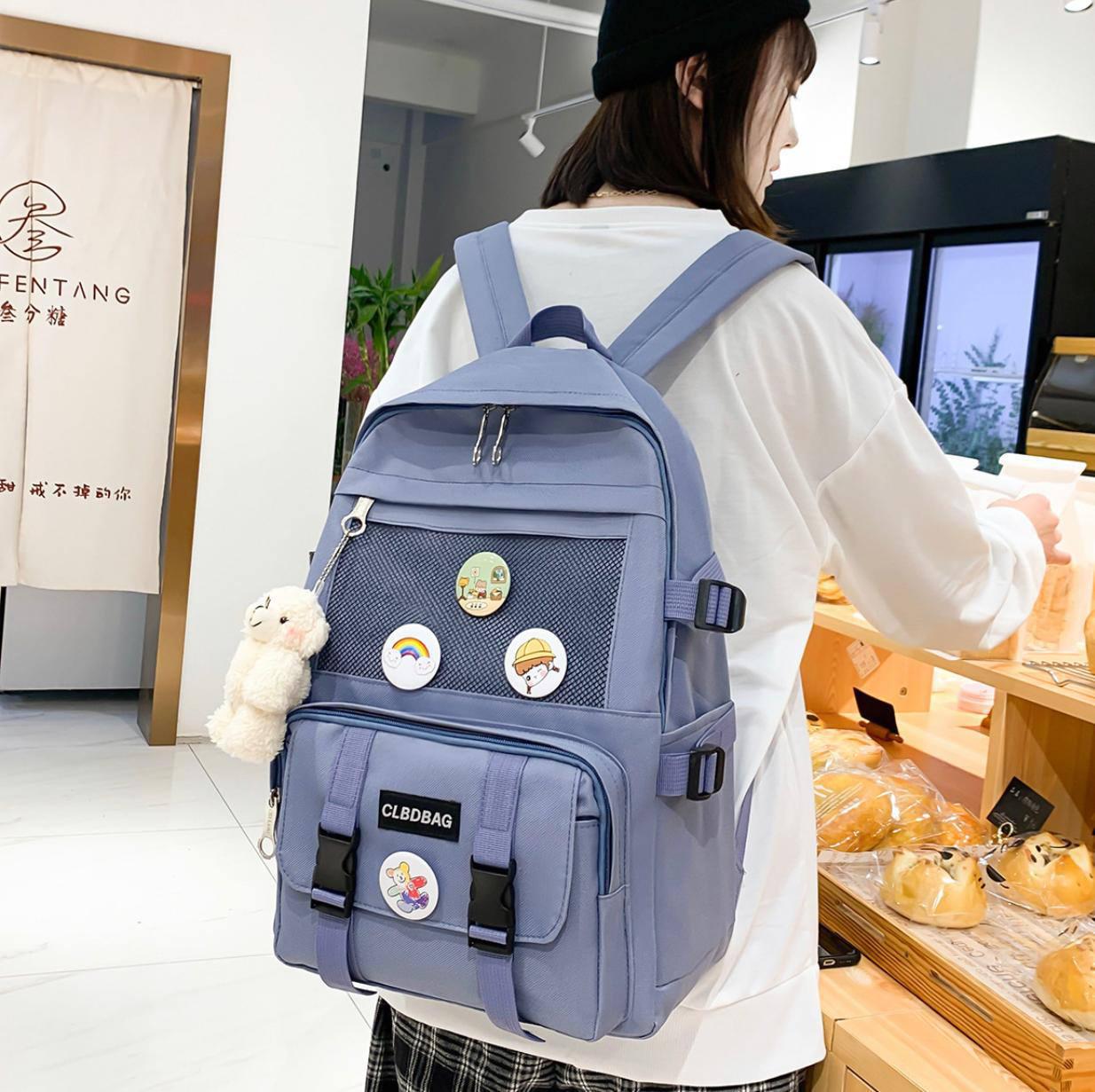 Шкільний рюкзак для дівчинки Ведмедик з значками 4в1 5-11 клас Сіро-Синій (27667899) - фото 3 Шкільний рюкзак для дівчинки Ведмедик з значками 4в1 5-11 клас Сіро-Синій (27667899) - фото 3
