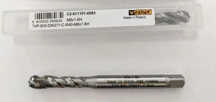 Мітчик Fanar М8х1 HSSCo гвинтова канавка
