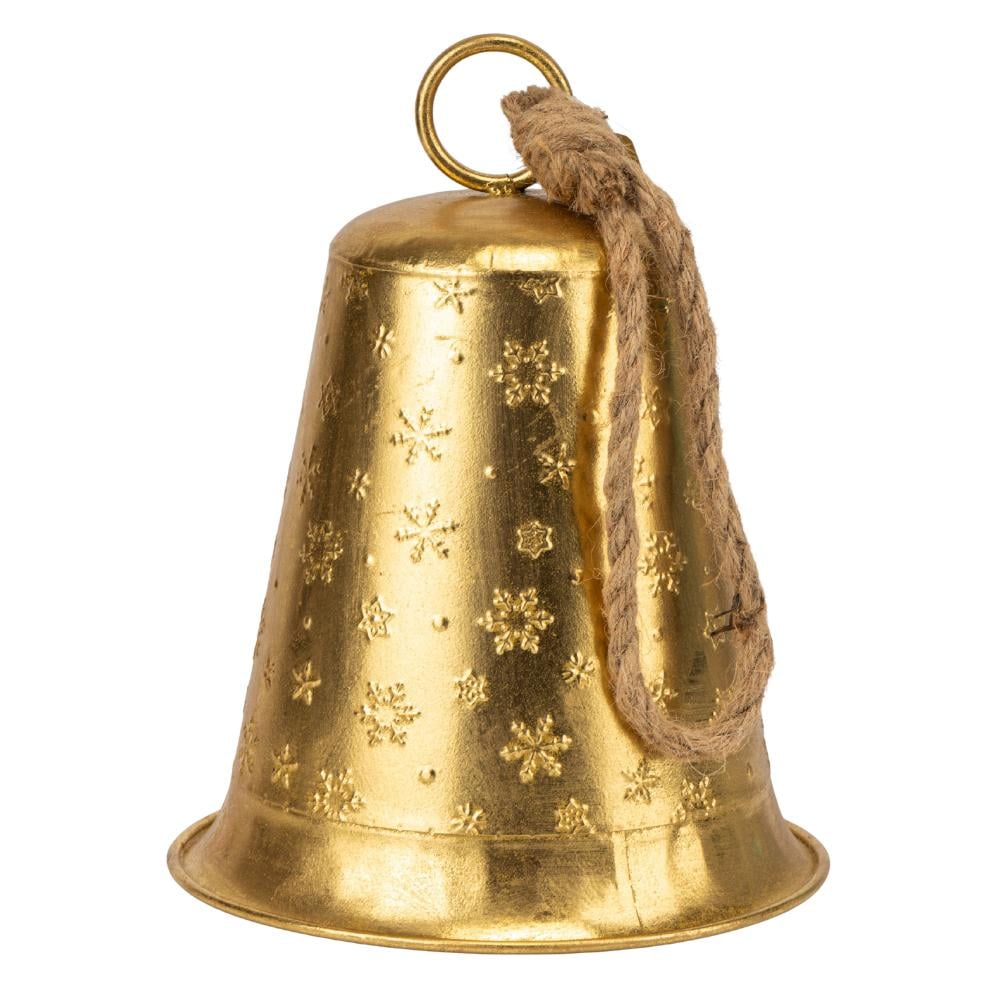 Декоративный колокольчик для елки металлический на веревочке Золотой (147-81- 6034-003)