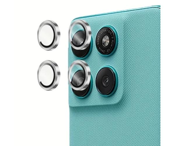 Защитное стекло с рамкой CD Pattern для Motorola Edge 60 Pro на заднюю камеру Серебряный