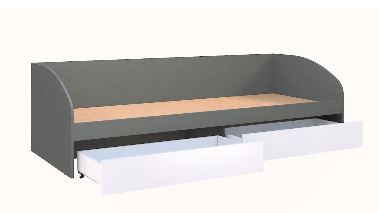 Кровать-софа односпальная Мастер Форм Брайт с 2 ящиками 80х200 см Антрацитовый/Белый (23089943)
