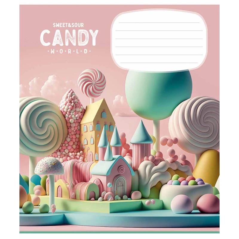 Зошит учнівський "Candy world" 012-3266C-3 у косу лінію 12 аркушів