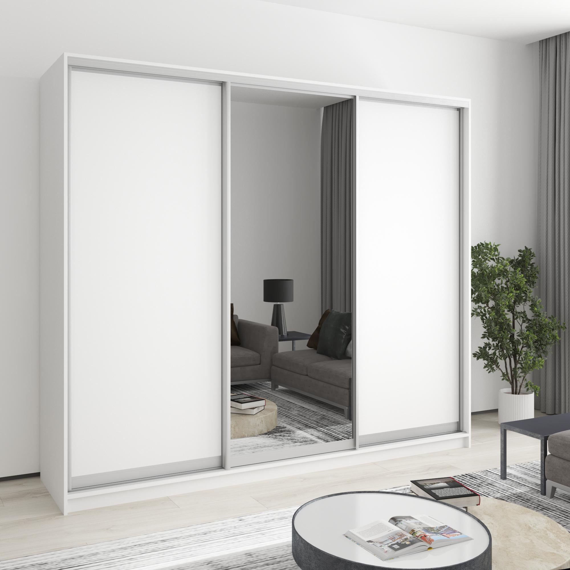 Шкаф-купе трехдверный MebelStar Комбо AL 2ДСП/Зеркало 240x60x210 см Аляска белый (MBS-3340)