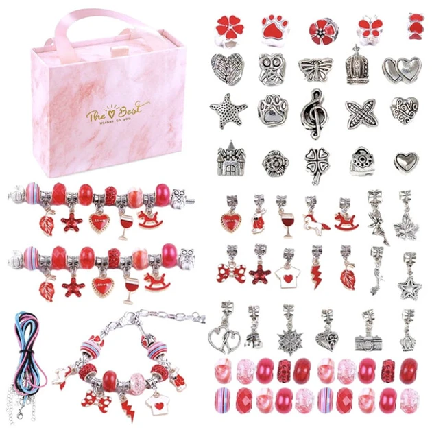 Набір для творчості для створення шарм браслетів та кольє з намистин 66 шт.