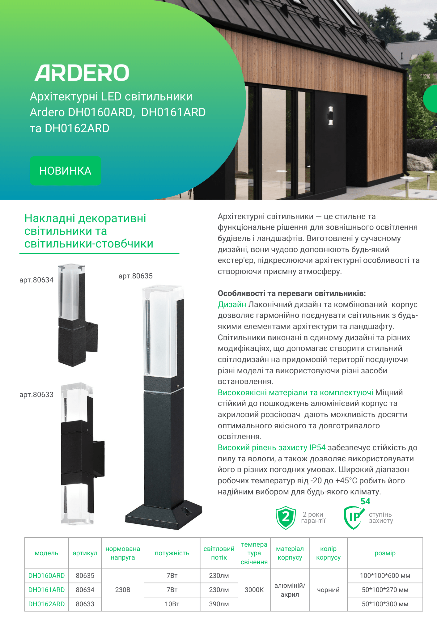 Светильник накладной светодиодный Ardero DH0160ARD архитектурный 7 Вт 3000K Черный (80635) - фото 3 Светильник накладной светодиодный Ardero DH0160ARD архитектурный 7 Вт 3000K Черный (80635) - фото 3