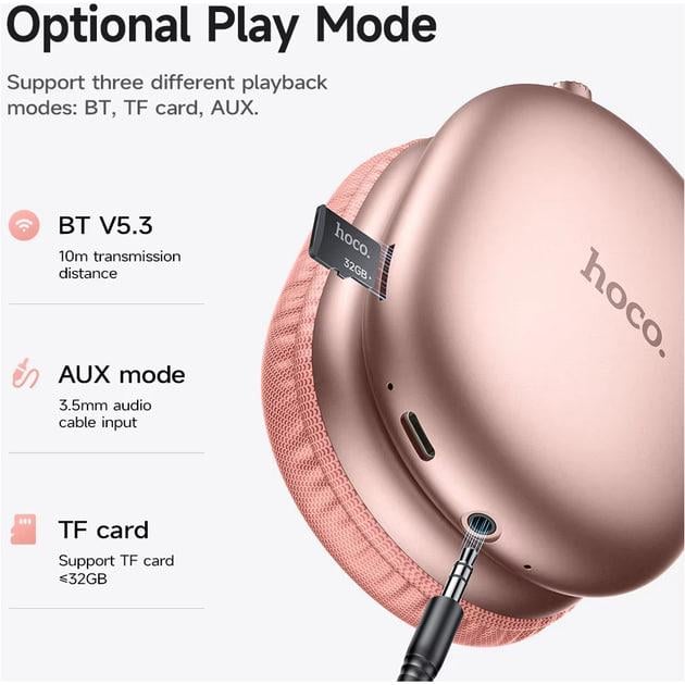 Навушники Hoco W35 Max Wireless Bluetooth Pink (000409) - фото 6 Навушники Hoco W35 Max Wireless Bluetooth Pink (000409) - фото 6