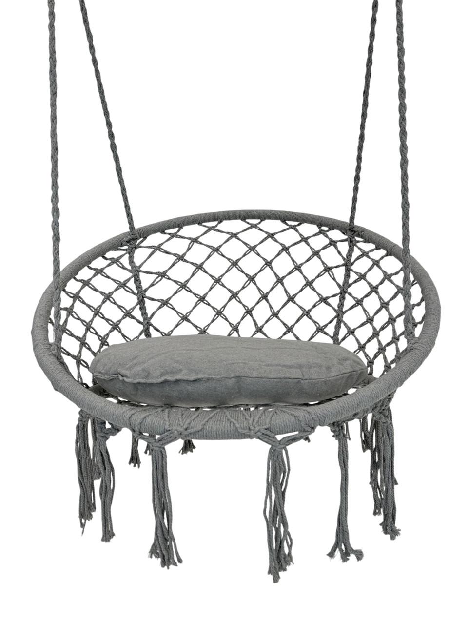 Кресло-качели подвесные WCG плетеная круглая с мягкой подушкой 80 см Графитовый (2687338505) - фото 3 Кресло-качели подвесные WCG плетеная круглая с мягкой подушкой 80 см Графитовый (2687338505) - фото 3