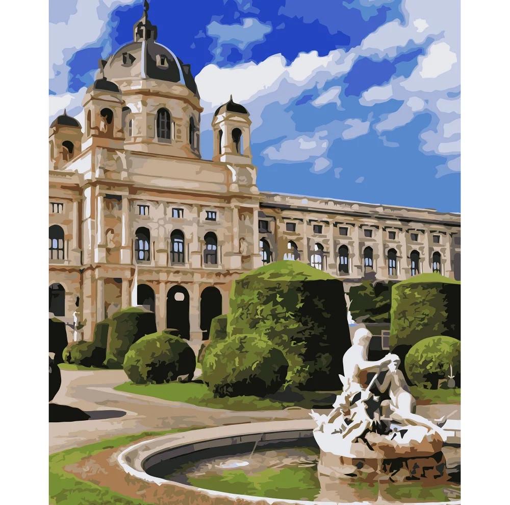Картина по номерам Strateg Фонтан у замка 40x50 см (VA-3237)
