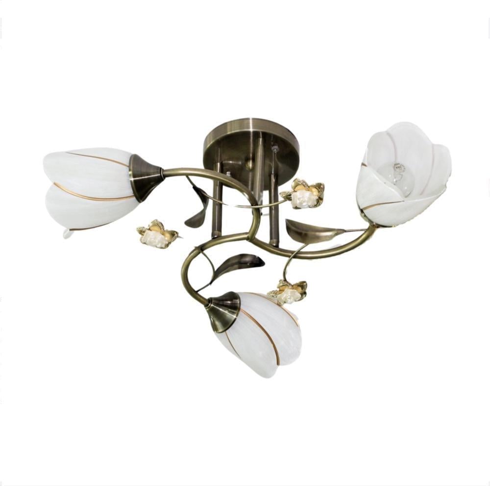Люстра потолочная Sirius с тремя плафонами-цветы Е27 IP20 B N1508/3 AB Бронзовый (28686319)