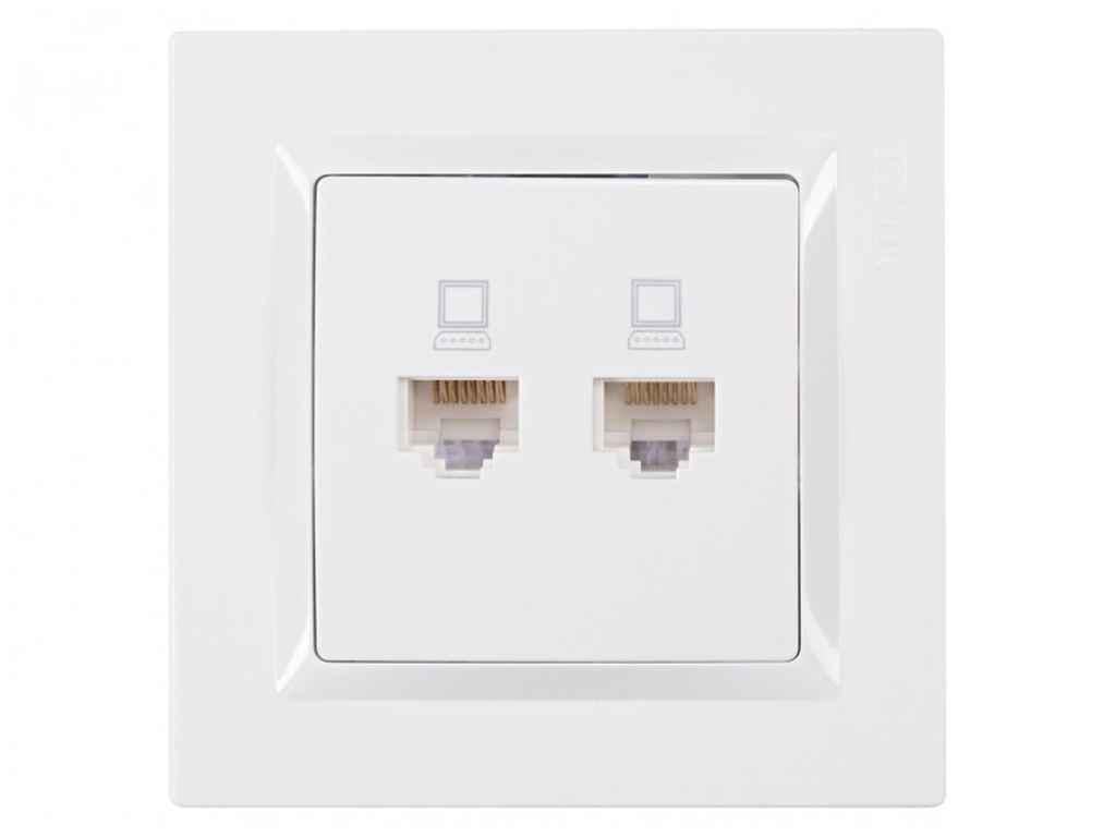 Розетка компьютерная Luxel двойная JAZZ 9028 Белый (1034421)