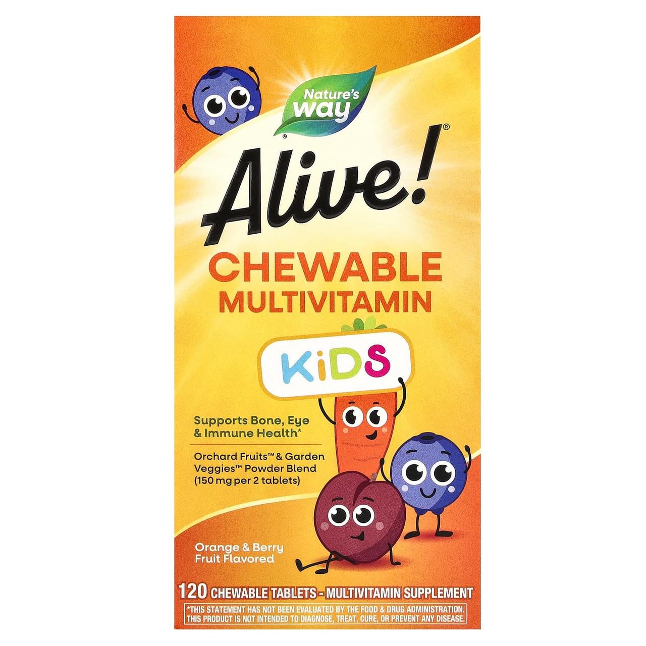 Мультивітамінний комплекс для дітей Nature's Way Alive 120 жувальних таблеток із фруктовим смаком (1284171556)