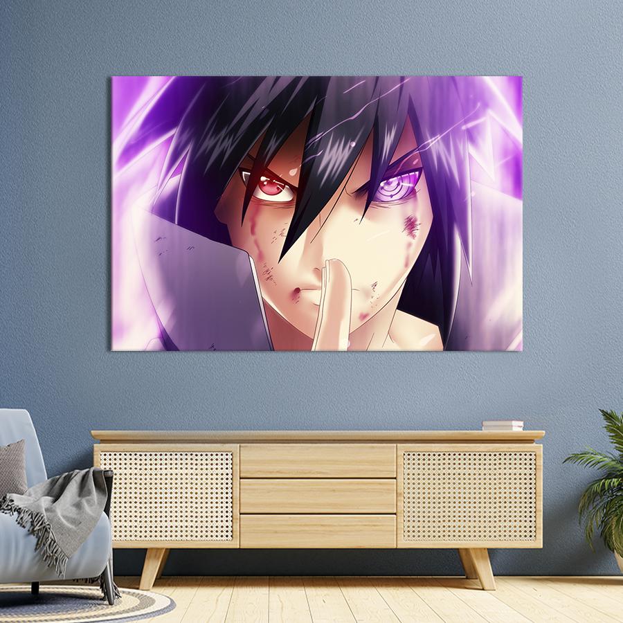 Настенный декор картина на холсте для интерьера Саске Учиха 51x34 см (732-1)
