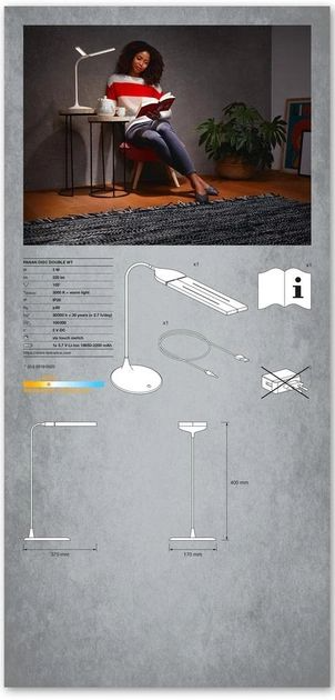 Лампа настольная двойная аккумуляторная LEDVANCE Panan Disc Double LED 5 Вт Li-Ion 2200 mAh Белый ( 4058075301733) - фото 9 Лампа настольная двойная аккумуляторная LEDVANCE Panan Disc Double LED 5 Вт Li-Ion 2200 mAh Белый ( 4058075301733) - фото 9