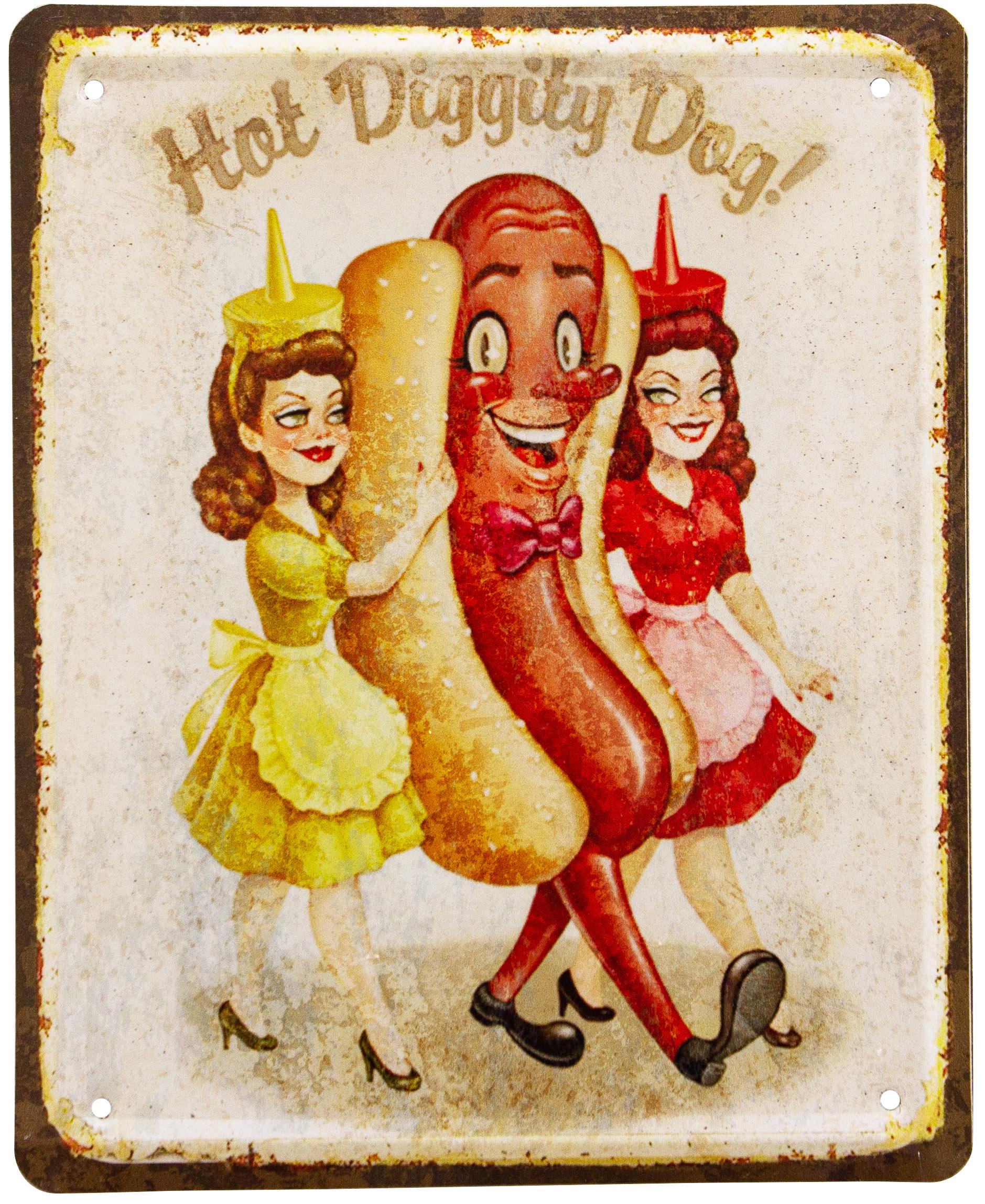 Табличка металлическая Хот Дог Горчица И Кетчуп/Hot Diggity Dog! 18x22 см