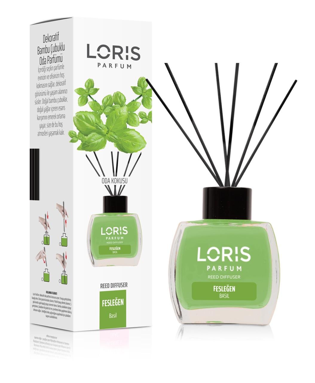 Аромадиффузор для дома LORIS parfum Базилик 120 мл с черными палочками - фото 1