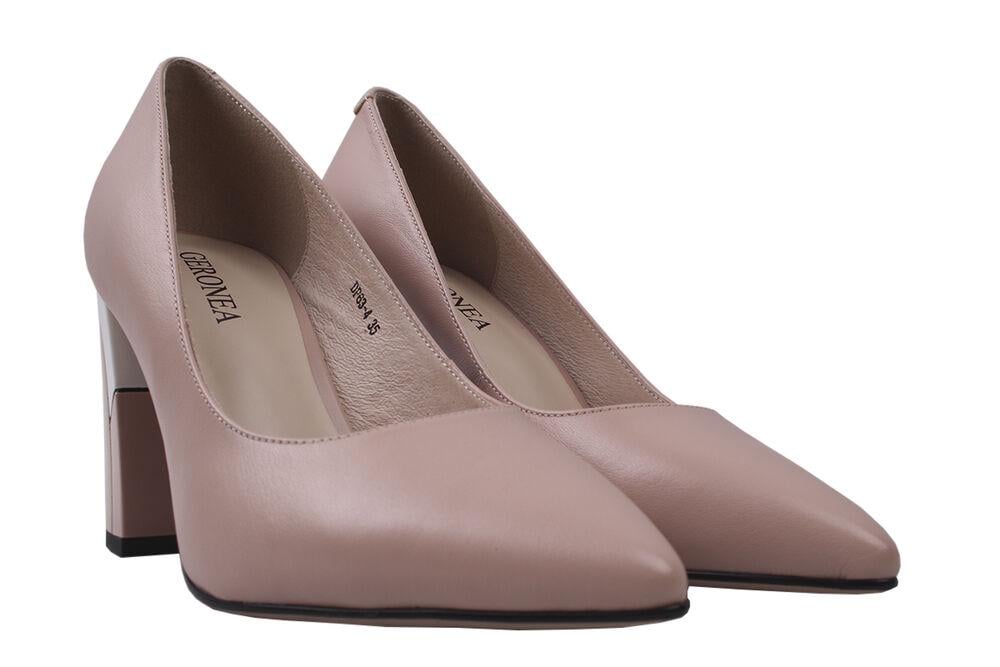 Туфли Geronea на каблуке женские из кожи р. 35 Бежевый (895-20DT)