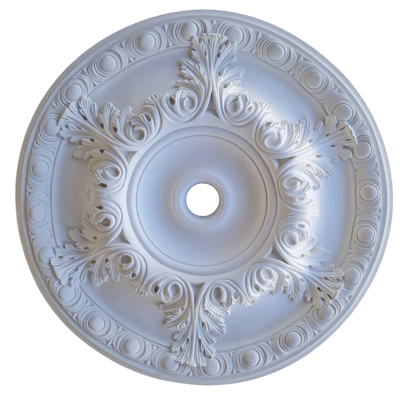 Розетка потолочная ErmitageDecor P-31 классицизм круглая с шестиугольным растительным орнаментом гипс ⌀ 494 мм