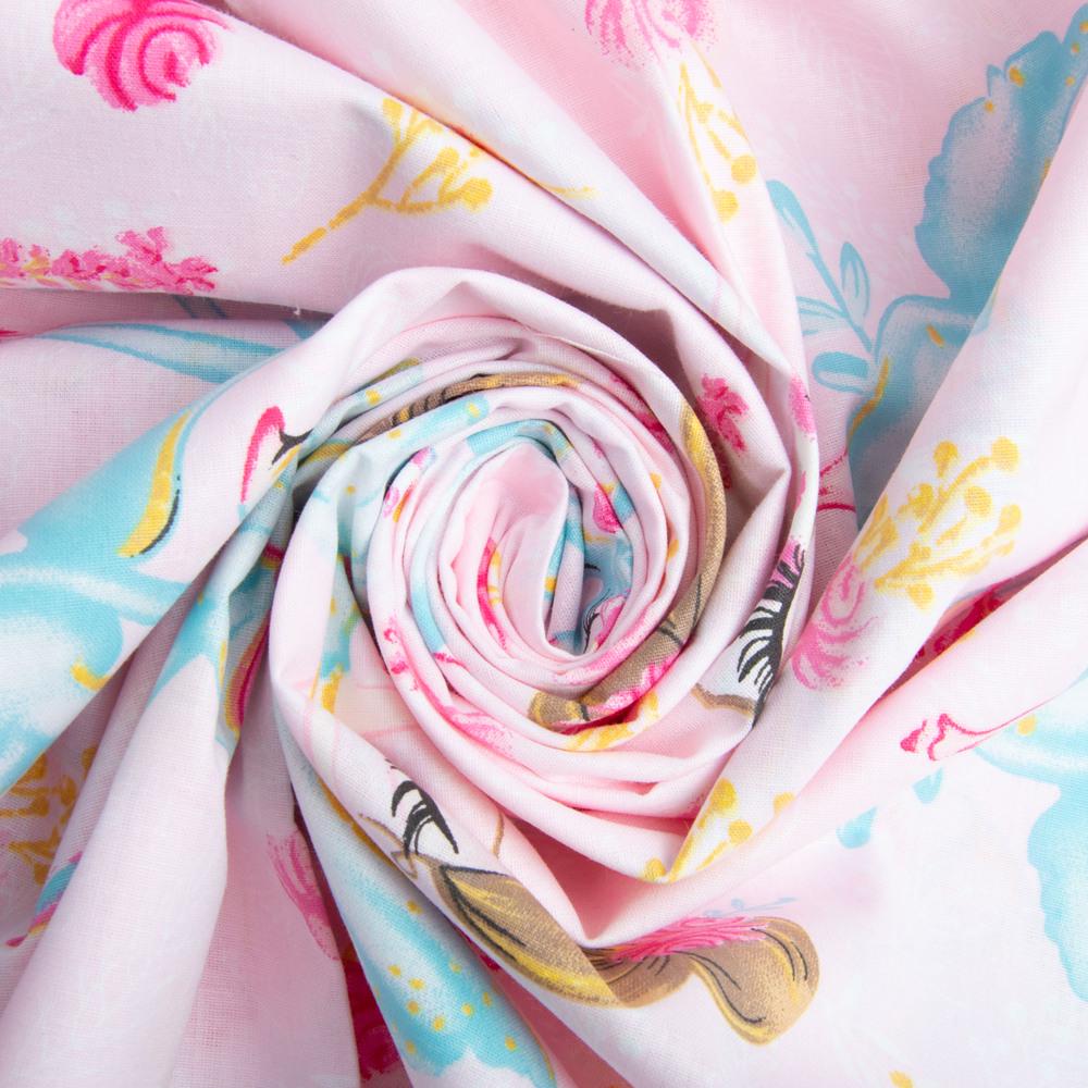 Тканина бязь ранфорс для постільної білизни 12.24862/8 Принцеси 130 гр/м2 240 см Рожевий (25883)