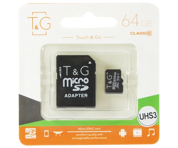 Карта памяти microSDXC T&G 64Gb UHS-1 Class 10 Adapter SD