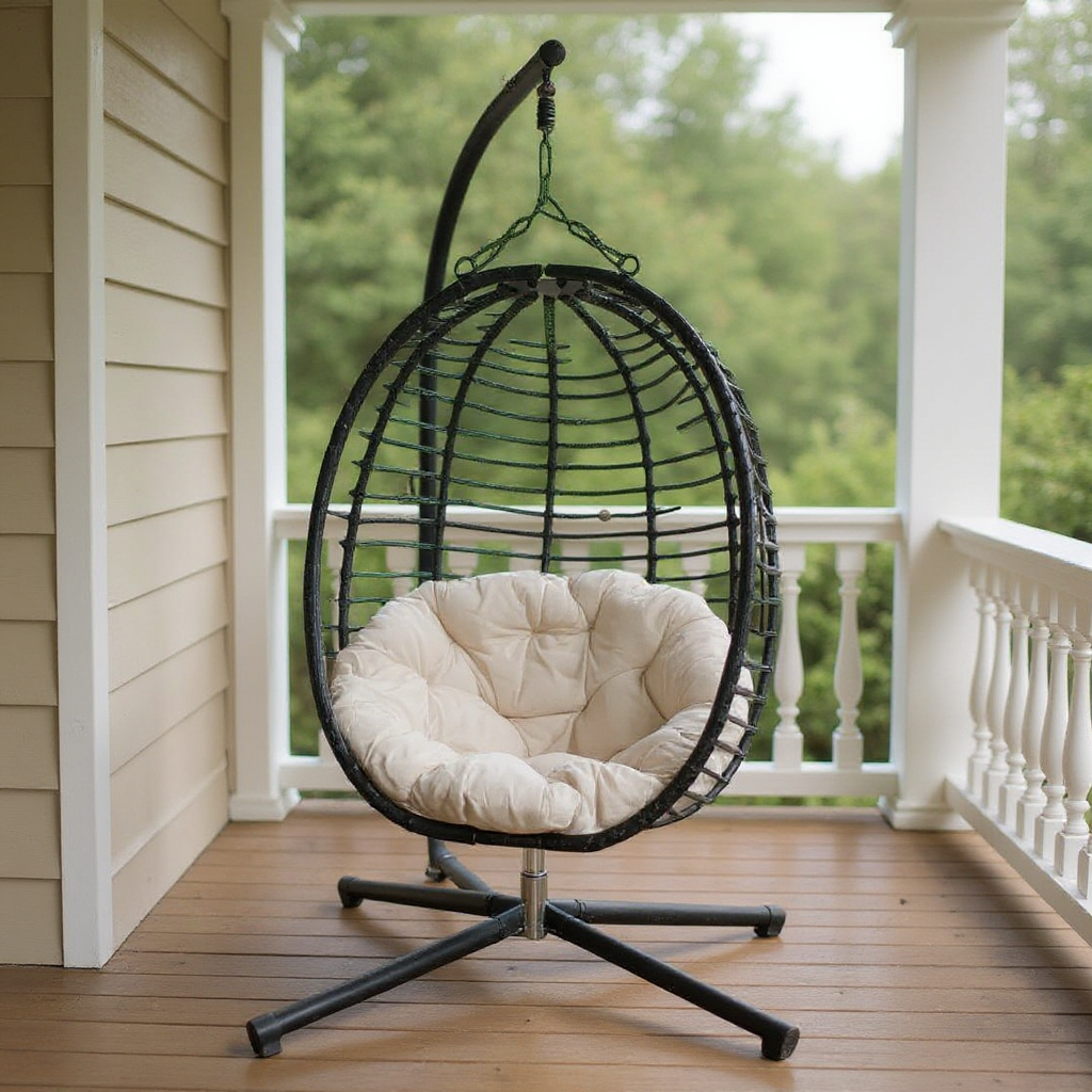 Кресло-кокон SAN VITO с подушкой Черный/Бежевый (29714285)