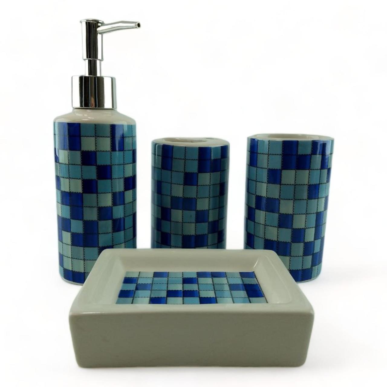 Набір для ванної кімнати керамічний Мозаїка Синій (35077C)