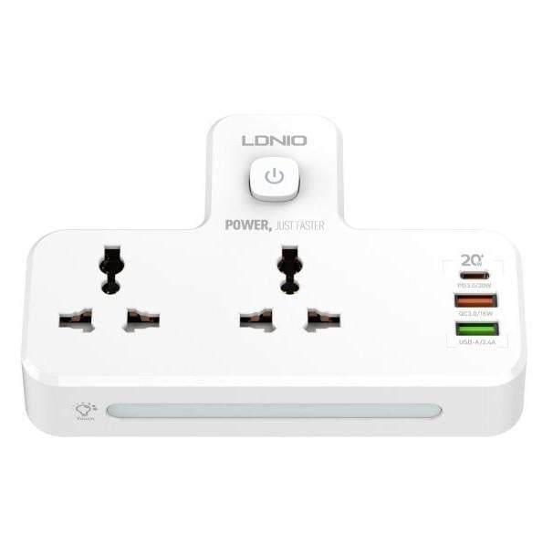 Сетевой фильтр LDNIO SC2311 функция быстрой зарядки с USB на 2 розетки 20W (2104618548)