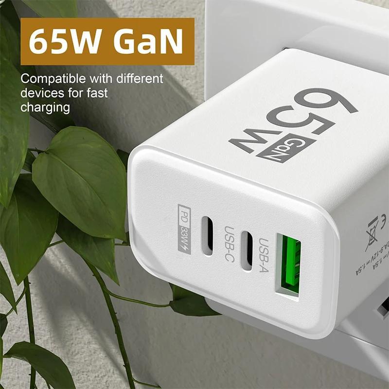 Зарядка для телефона 65W GaN TRG-185 LikeSun 1 USB + 2 Type-C Белый - фото 5