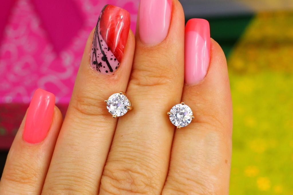 Серьги гвоздики Xuping Jewelry с камнем  6 мм Золотистый