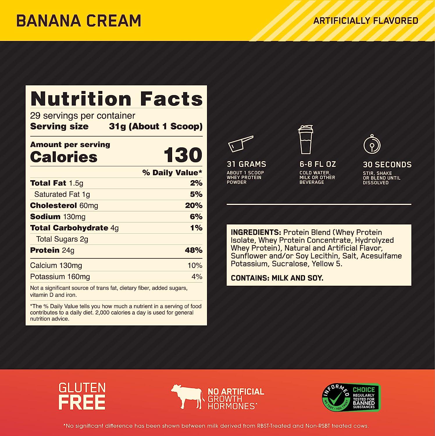 Протеин Optimum Nutrition Gold Standard 100 Whey banana cream 907 г (00000015548) - фото 2