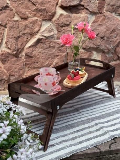 Столик для завтрака/обіду на ніжках 58х28 см Шоколадний (017ст) - фото 5 Столик для завтрака/обіду на ніжках 58х28 см Шоколадний (017ст) - фото 5