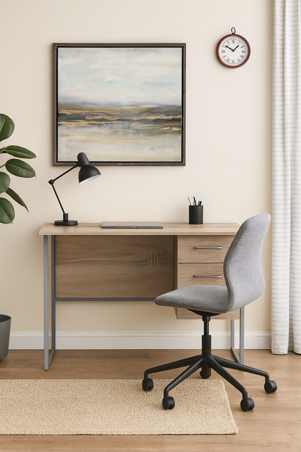 Стіл письмовий Garri Ferrum металевий каркас 3 ящики 16 мм 75x120x60 см Сірий/Дуб Сонома (FRD-101452)