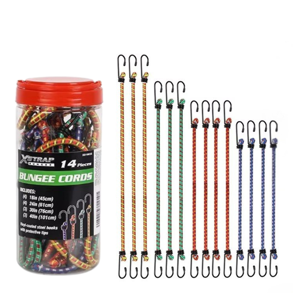 Набор резиновых фиксаторов для крепления багажа 14 штук с крючками для фиксации груза Разноцветный