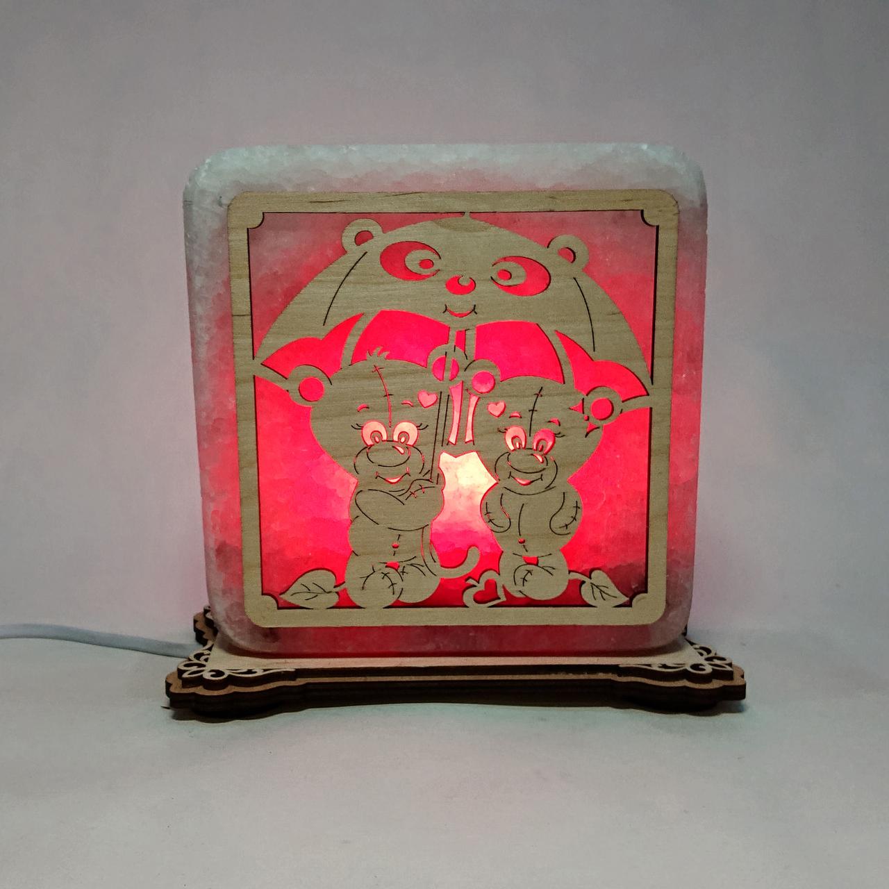 Соляной светильник Мишки под зонтиком (k-0013-r)