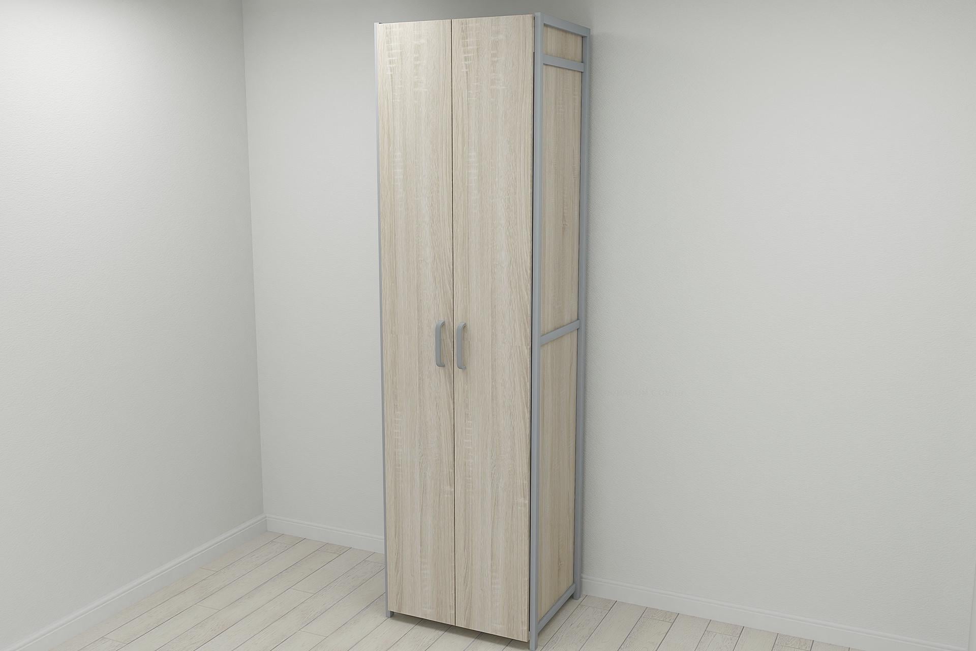 Шафа гардероб уні секція 7 серії Конект Ferrum-decor 220x60x50 см метал Сірий/ДСП Дуб Сонома (SHG116)