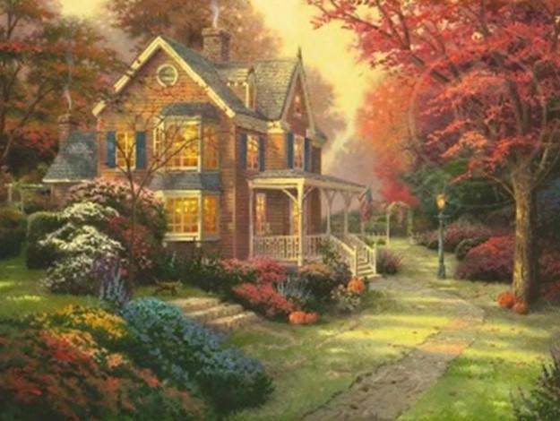 Алмазна мозаїка Заміський будинок на підрамнику повна 30х40 см (189532)