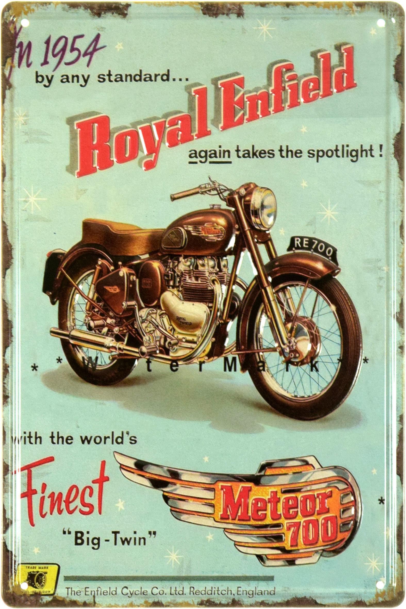 Табличка металлическая "Royal Enfield Meteor 700" 20x30 см (ms-104123)
