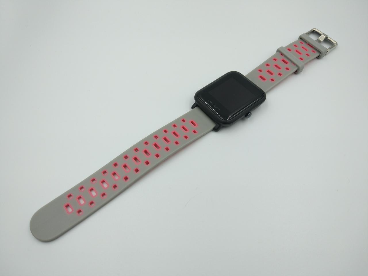 Ремешок для смарт-часов MiJobs Sport силиконовый 20 мм Серый/Розовый (1626P) - фото 7