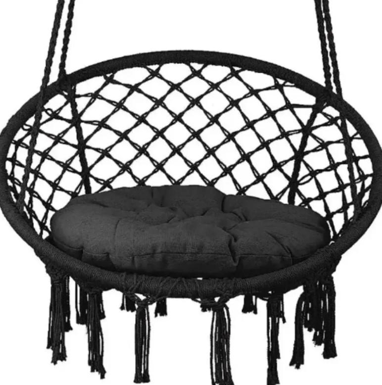 Кресло-гамак подвесное бразильское Bonro B-092-2 120 кг и подушка Черный - фото 5