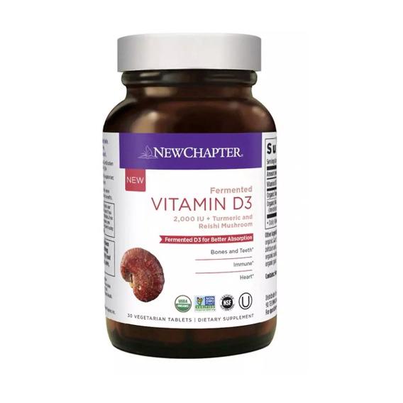 Вітамін D New Chapter Fermented Vitamin D3, 2000 IU + Turmenic And Reishi 30 Veg Tabs (NC0355)