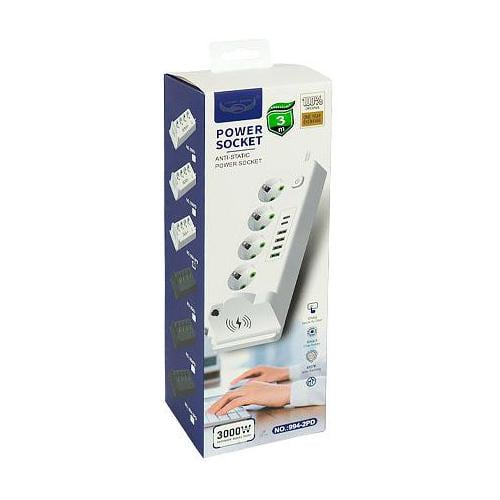 Мережевий фільтр-подовжувач LH994-2PD 3 м 4 розетки/6 USB-портів та бездротова зарядка Qi White (7000007601) - фото 2 Мережевий фільтр-подовжувач LH994-2PD 3 м 4 розетки/6 USB-портів та бездротова зарядка Qi White (7000007601) - фото 2