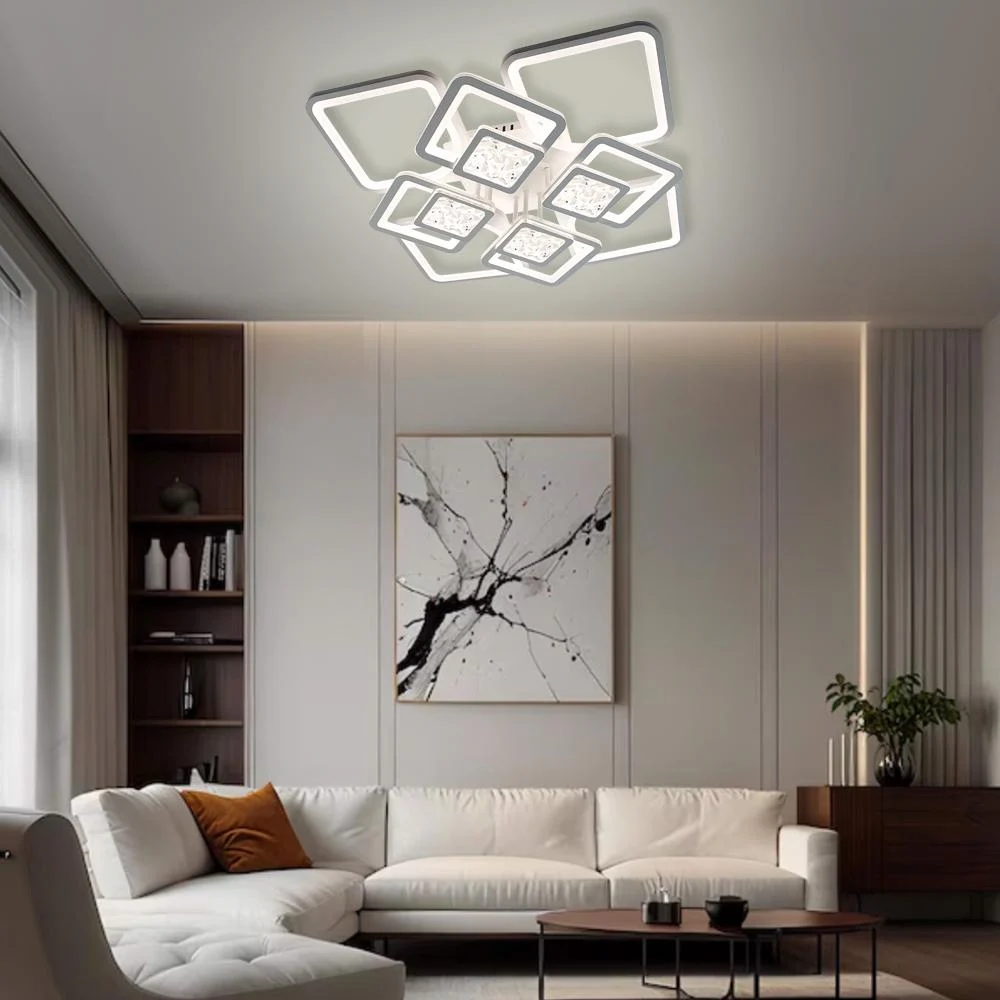 Люстра светодиодная ESLLSE TETRA TWIST 8S с пультом 165 Вт 595x595x110 мм Белый (10584) - фото 4 Люстра светодиодная ESLLSE TETRA TWIST 8S с пультом 165 Вт 595x595x110 мм Белый (10584) - фото 4