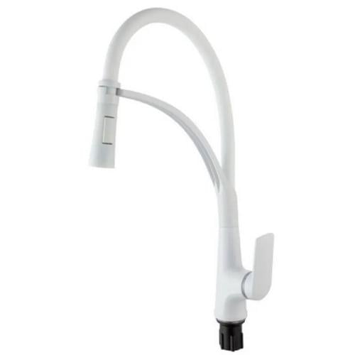 Змішувач для кухні PLAMIX Lucas PM0716 з гнучким виливом Білий (250071)